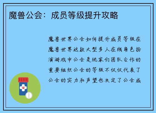 魔兽公会：成员等级提升攻略